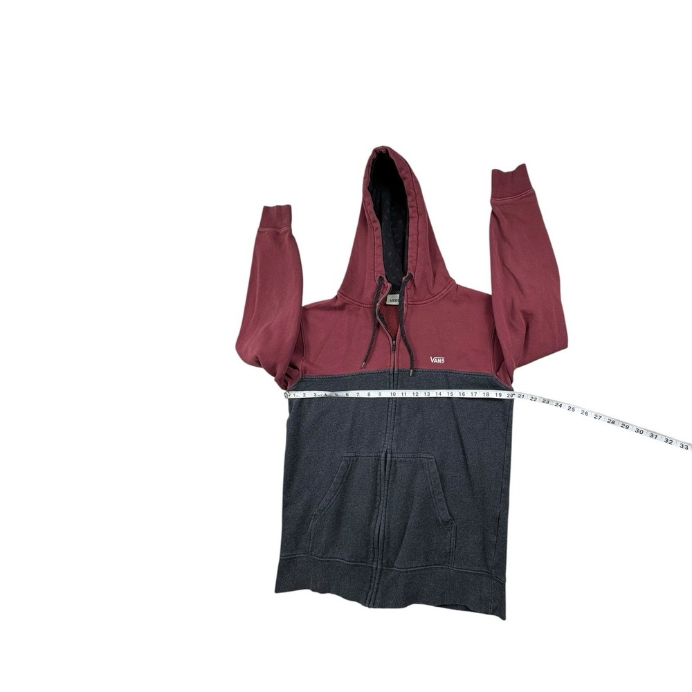 Vans Full Zip Hoodie Small Burgundy Gray Fleece Hooded Sweatshirt - Picture 7 of 7